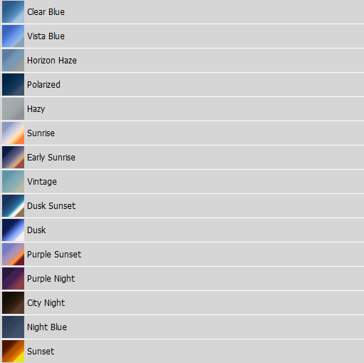 Screenshot of gradients in Photoshop