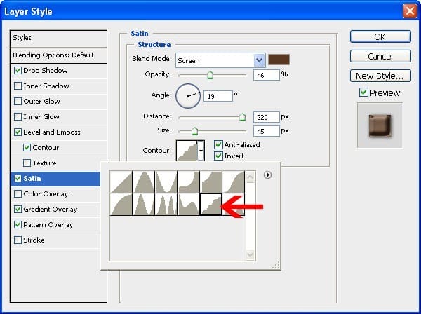 12 Contour settings in Satin 12 Contour settings in Satin