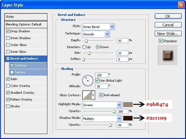 8 Bevel and emboss settings 8 Bevel and emboss settings