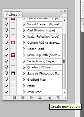 Create a new Photoshop action