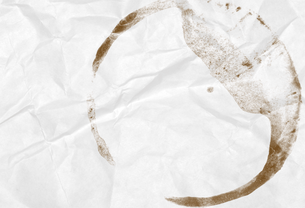 Coffee stain on wrinkled paper