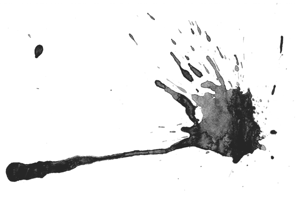 Dried blood splatter with black ink