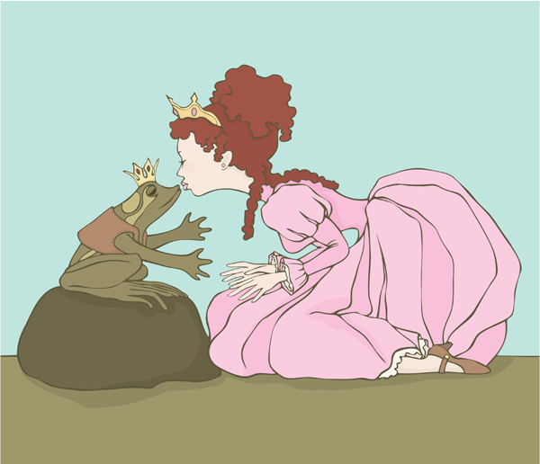 Fairy Tale Frog and Princess about to Kiss Fairy Tale Frog and Princess about to Kiss