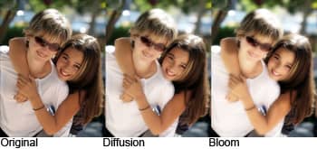 Comparison of the Diffusion and Bloom effect.