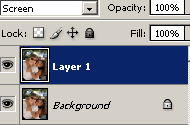 Layer duplicated and blending mode changed to screen.