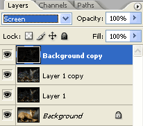 Layer inverted and blending mode changed to Screen.