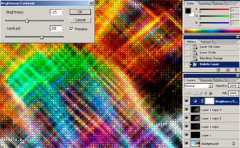 Increasing contrast using a Brightness/Contrast adjustment layer. Increasing contrast using a Brightness/Contrast adjustment layer.