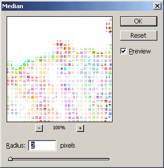 The Median Photoshop filter. The Median Photoshop filter.