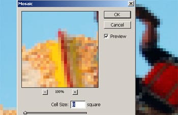 Applying a Mosaic filter. Applying a Mosaic filter.