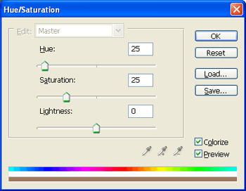 Ensure that the Colorize checkbox is checked before applying the rest of the settings.