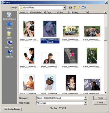 Selecting a photo to place.