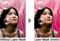 With and Without Layer Mask. Layer mask inverted.
