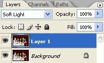 Layer duplicated and blending mode changed to Soft Light