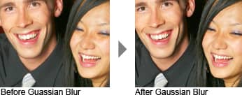 Before and after Gaussian Blur