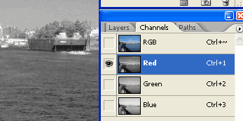 Red channel selected