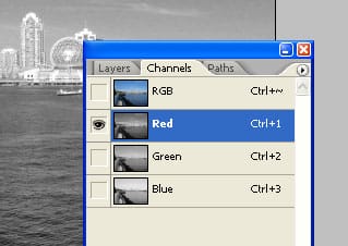 Red channel selected
