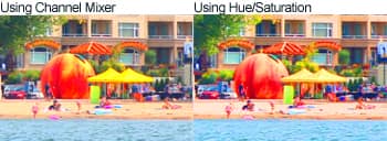 Channel Mixer vs Hue/Saturation