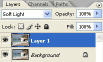 New layer with a soft light blending mode.