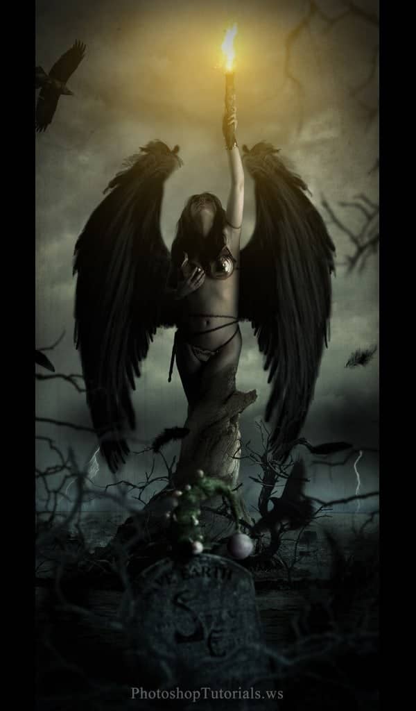 Create a Photo Manipulation of an Angel Holding a Torch