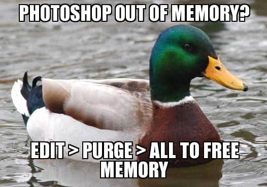 Photoshop out of memory? Edit > Purge > All to free memory