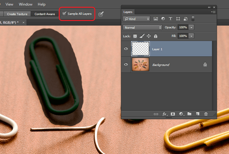 To be able to use any healing or stamp tool on a separate layer, simply set it to sample from all layers in the options bar.