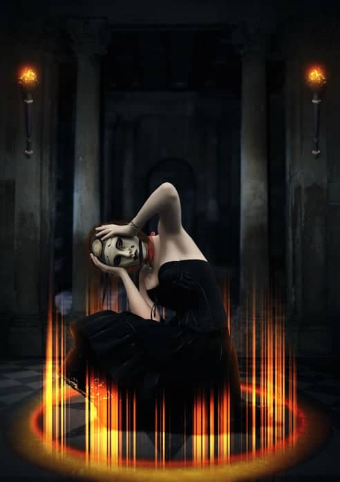 Create a Dark Spiritual Ritual Scene of a Girl in Photoshop
