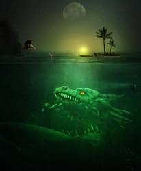 Create a Troublesome Underwater Scene with a Big Green Monster in Photoshop