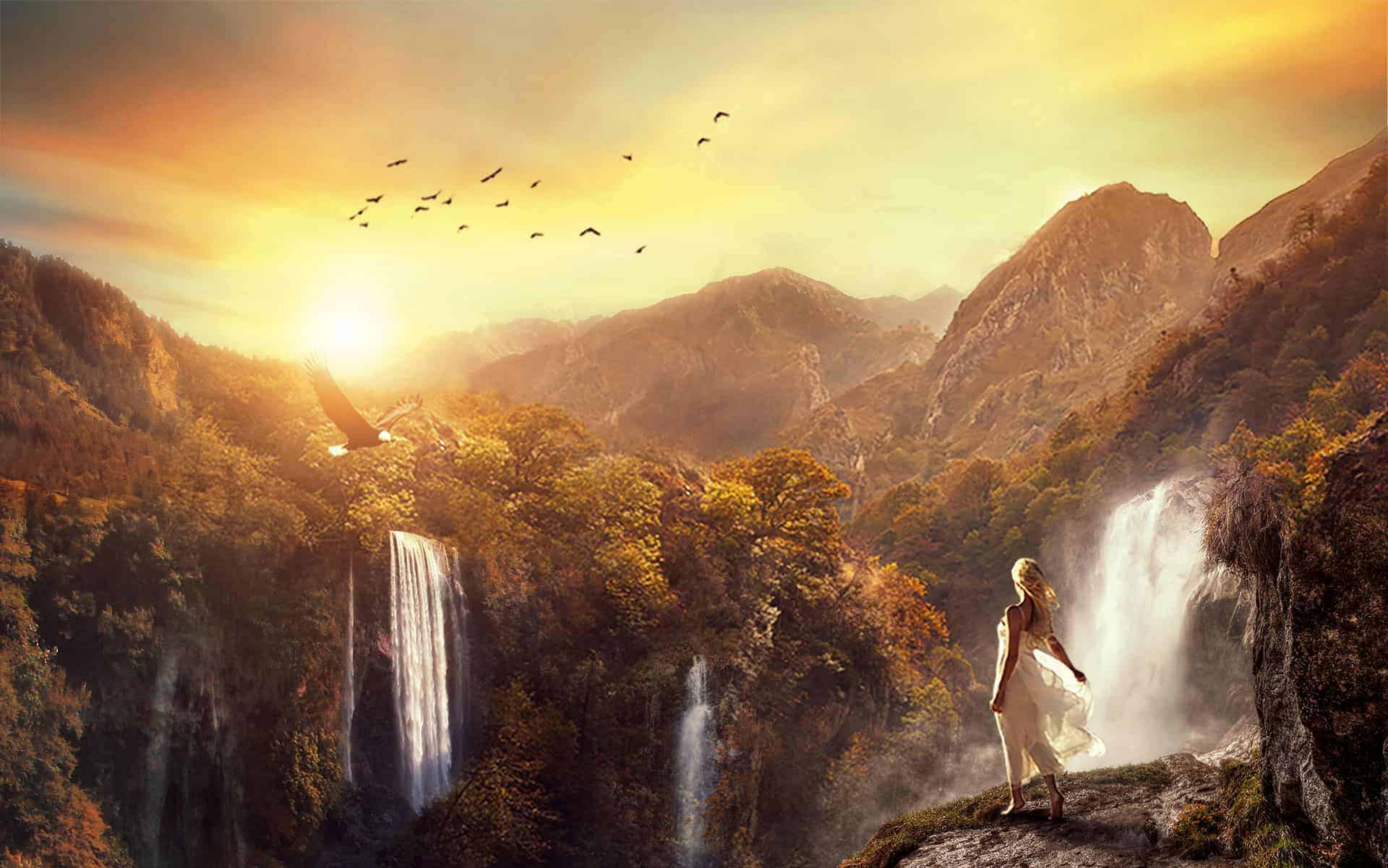 Create This Surreal Scene of Waterfall Mountains with Adobe Photoshop