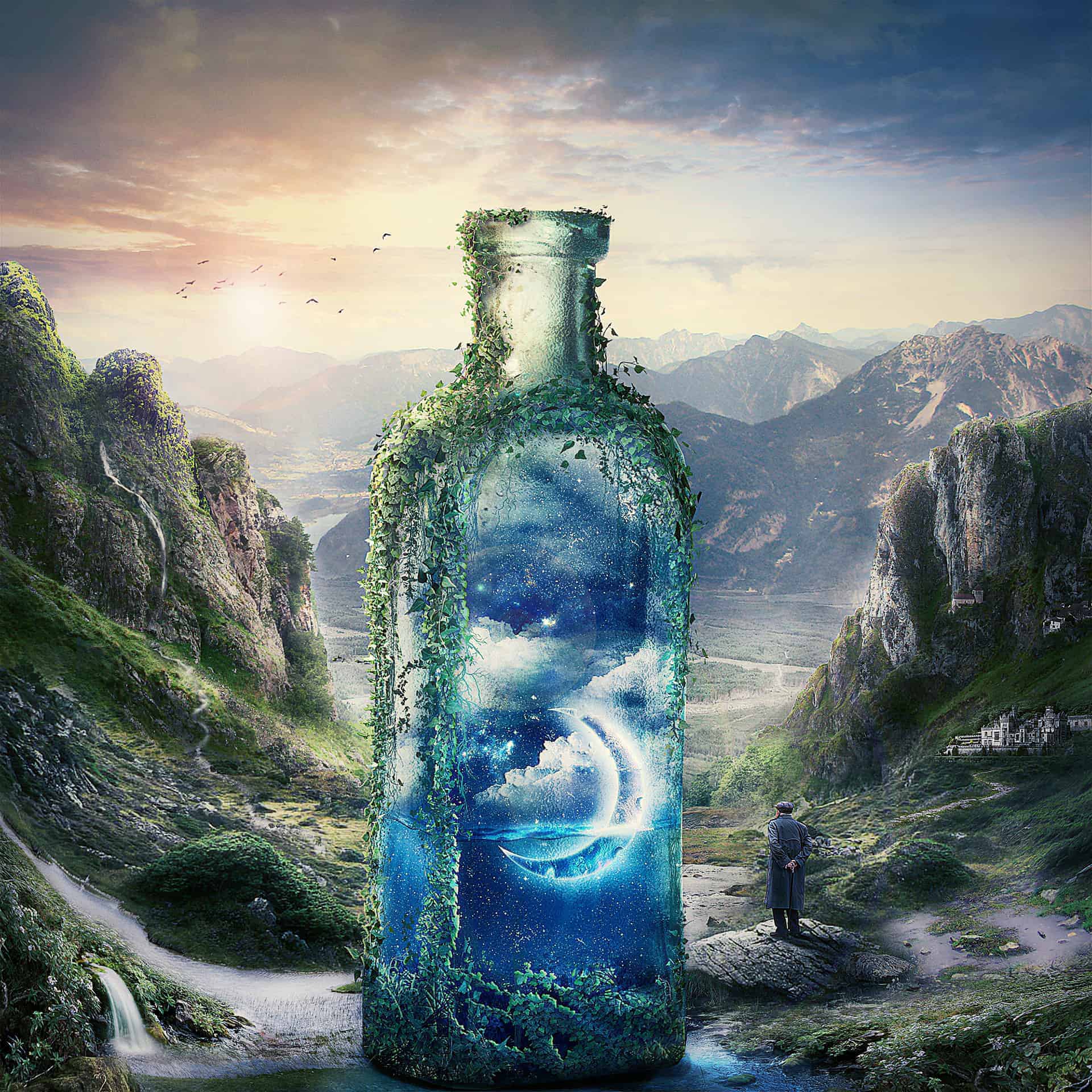 Create a Surreal and Magical Dream Bottle Landscape