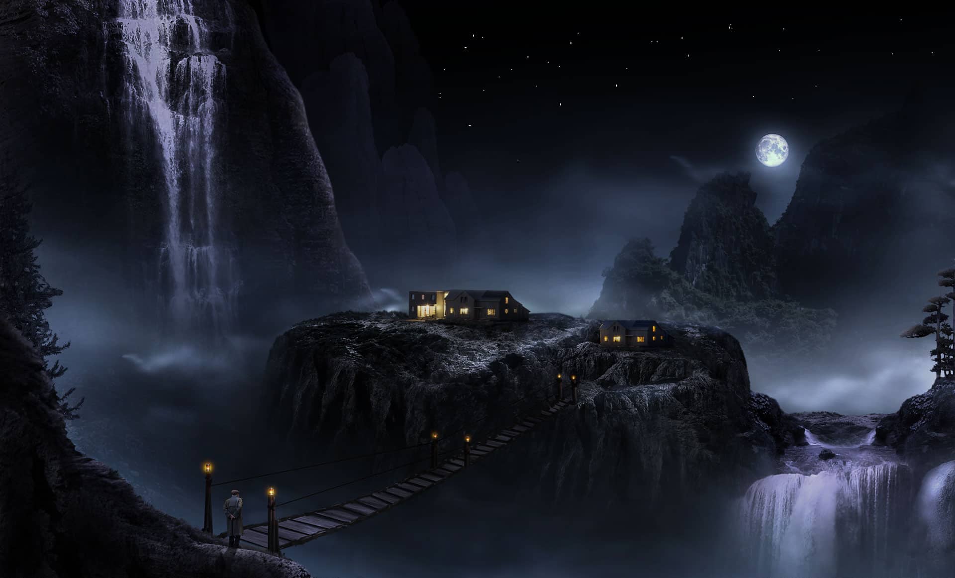 How to Create a Marvellous Night Landscape with Waterfalls