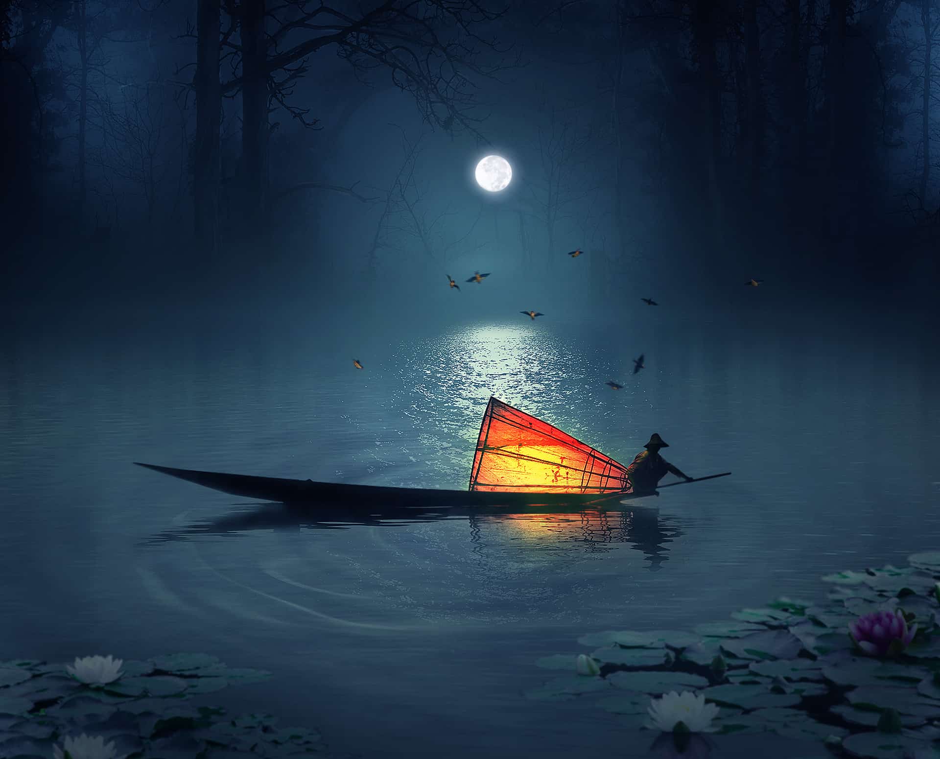Create a Photo Manipulation of a Fisherman in a Lake