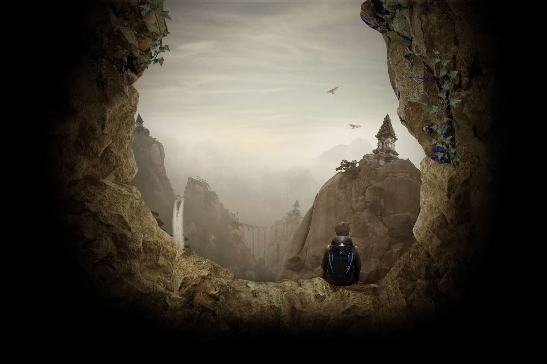 Create an Otherworldly Scene of a Climber in a Cave in Photoshop