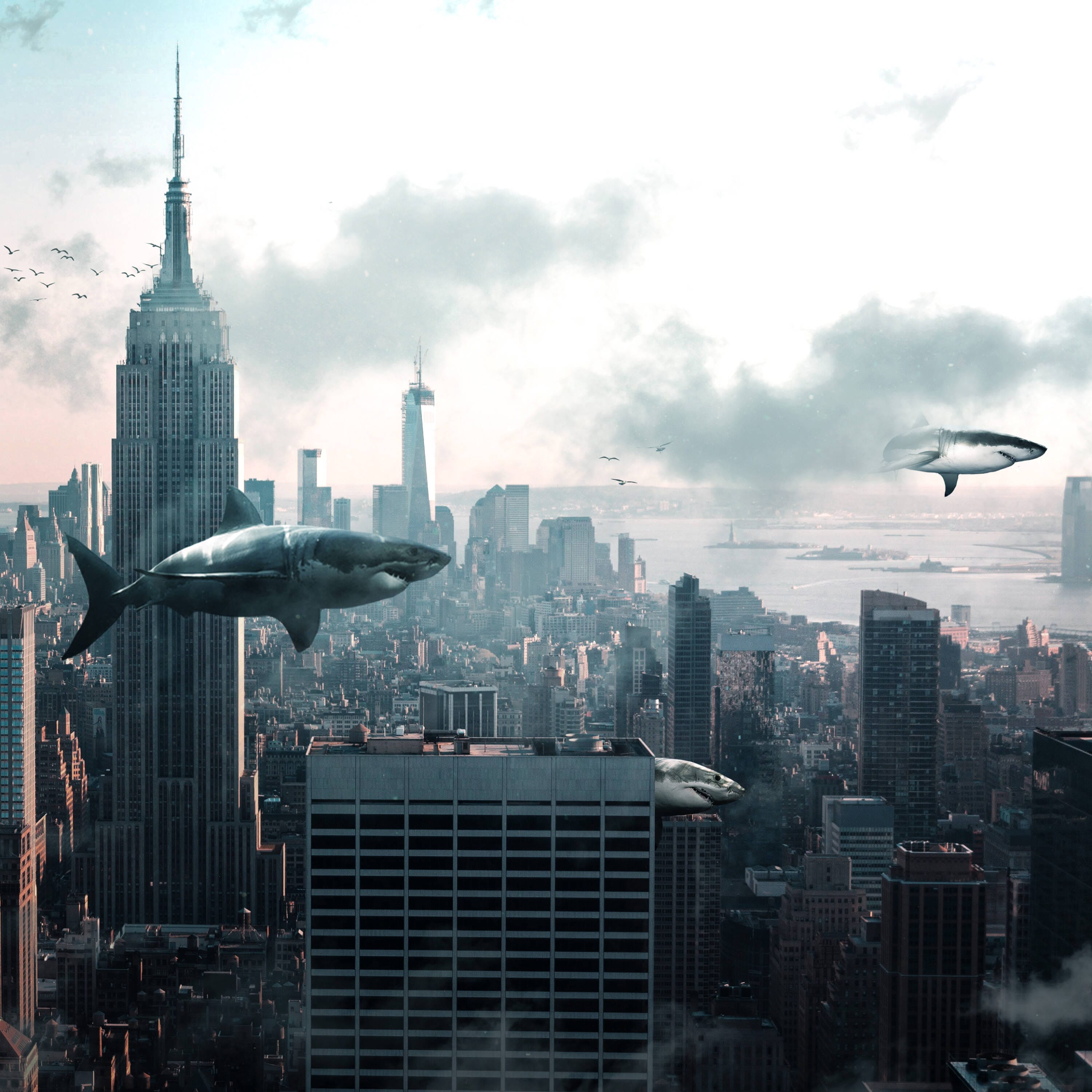Create this Scene of Sharks Flying Over NYC in Photoshop